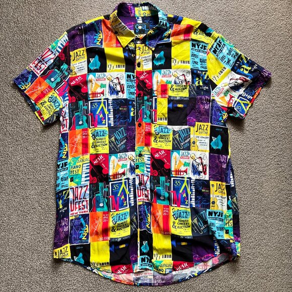 Disney Men’s Pixar “Soul” Movie Hawaiian Short Sleeve Button-Up Shirt | Size L - Picture 3 of 7